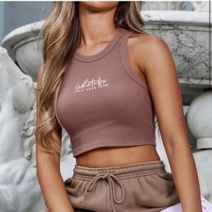 WAFFLE TANK TOP WHITE FOX BOUTIQUE CROP